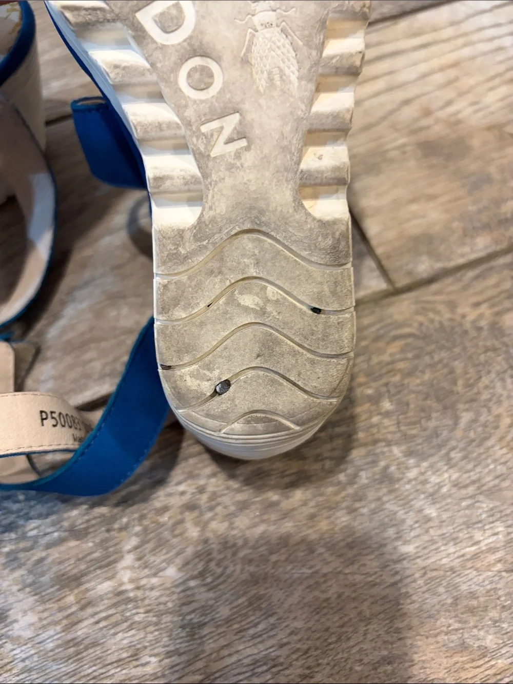 Fly London Yesk Blue Wedge Sandals with Ankle Strap size 37 US 6-6.5